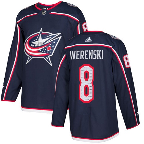 Adidas Men Columbus Blue Jackets 8 Zach Werenski Navy Blue Home Authentic Stitched NHL Jersey